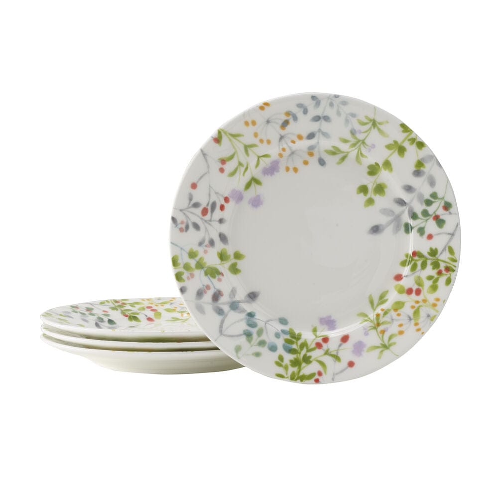Tivoli Garden Set of 4 Appetizer Plates - Elegant Porcelain Small Plates for Cheese, Desserts & Hors d'Oeuvres - Perfect for Dinner Parties, Bridal Showers & Home Decor