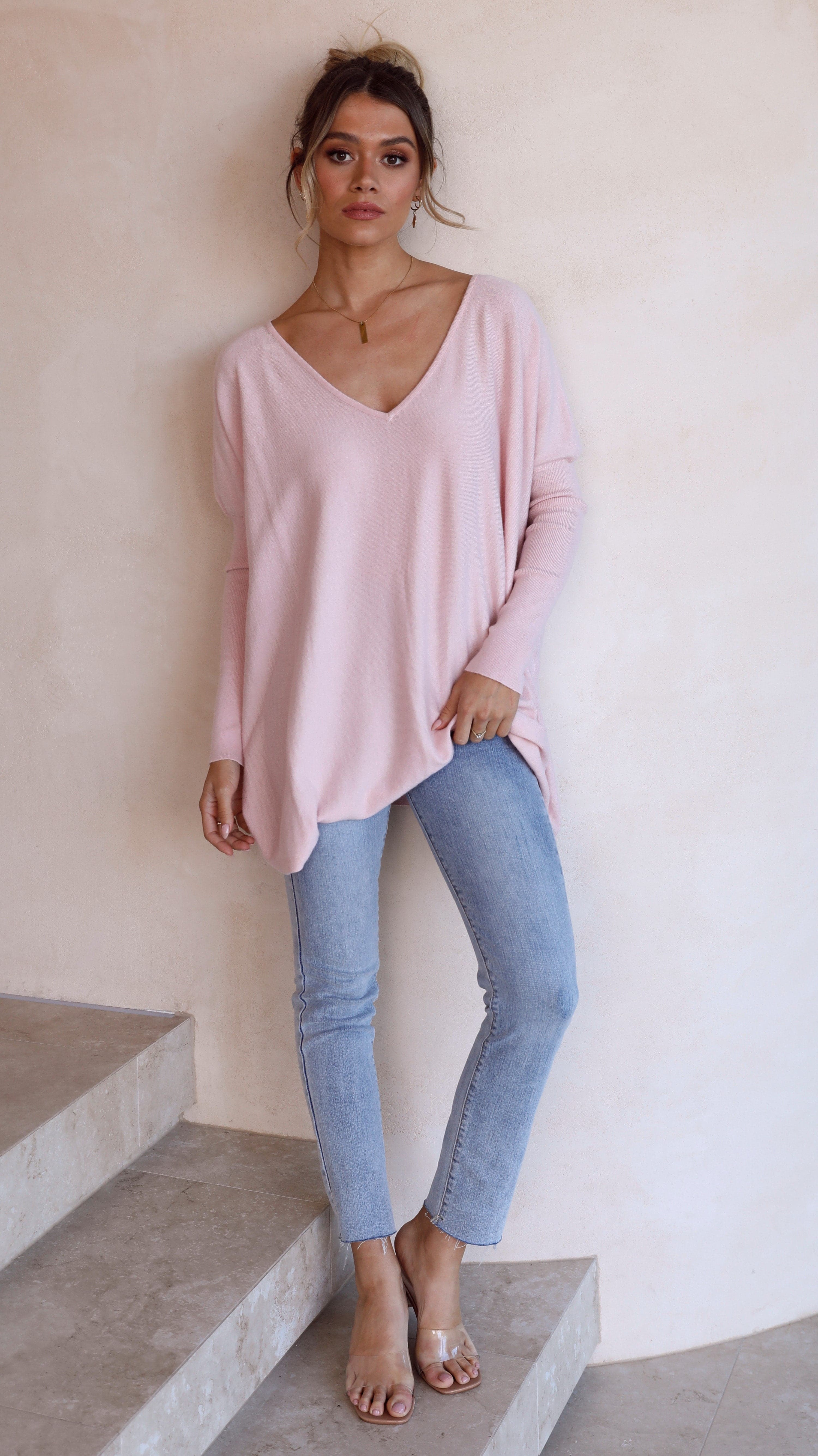 Amalia Knit Top for Women - Soft Blush Pink Casual T-Shirt | Perfect for Everyday Wear, Layering & Office Outfits