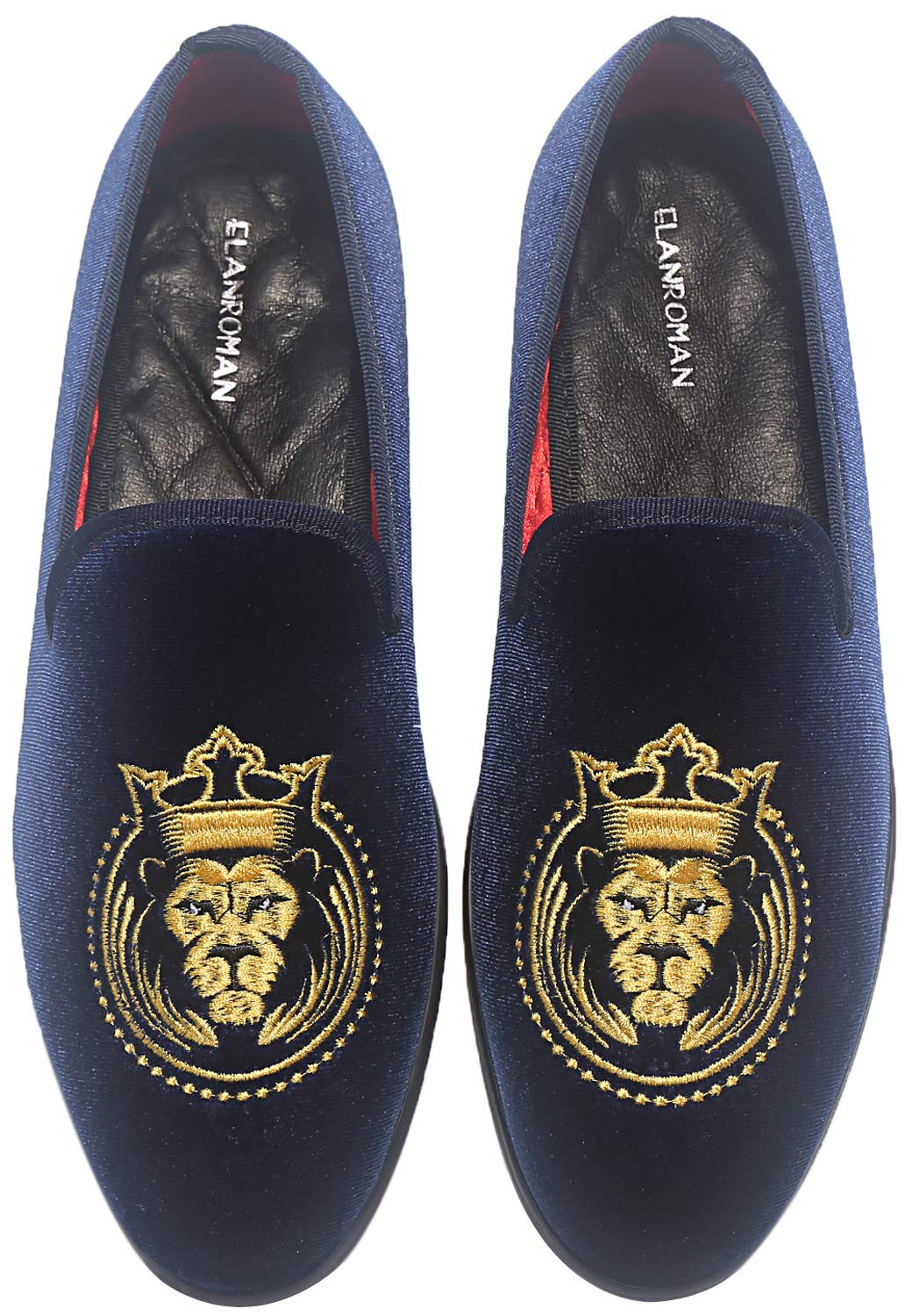 ELANROMAN Men's Velvet Embroidered Loafers - Fashion Formal Shoes for Wedding, Prom & Party Occasions | Comfortable Dress Shoes for Special Events