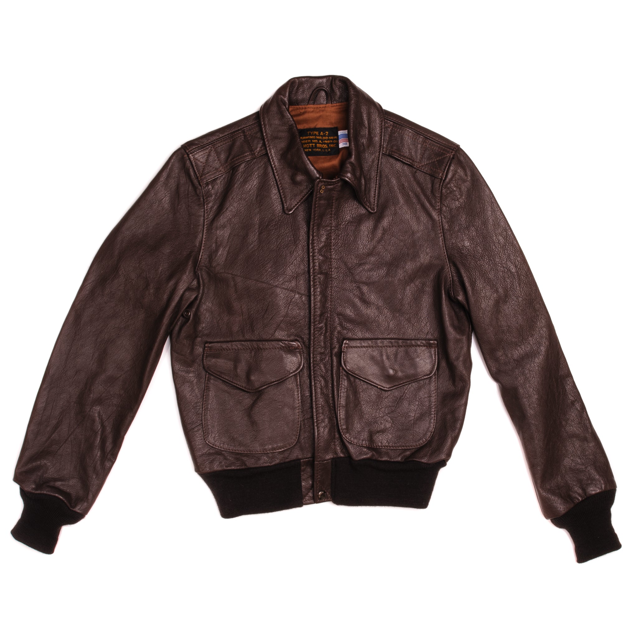Vintage Schott Leather Jacket Type A-2 Size 38 Genuine USA Made 1980s - Classic Motorcycle & Casual Wear Outerwear for Men