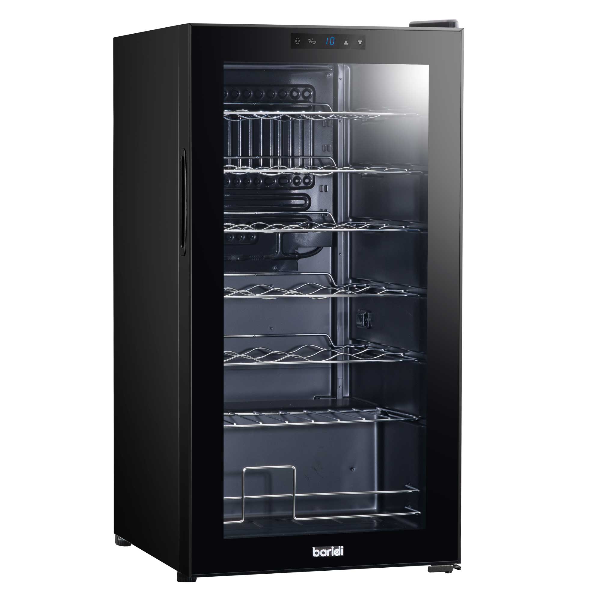Baridi 28 Bottle Wine Cooler Refrigerator - Digital Touch Screen Control, LED Interior Lighting, Freestanding Black Wine Fridge for Home, Kitchen, Bar, or Restaurant Use