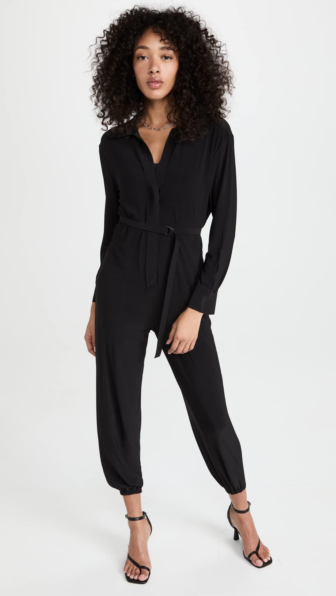 Norma Kamali Women's Jog Jumpsuit - Comfortable Shirt-Style Jumpsuit for Casual Wear, Lounge & Travel | Fashionable One-Piece Outfit