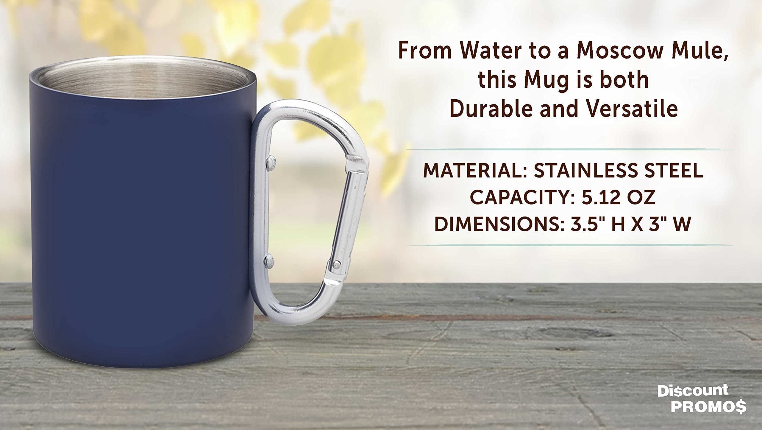 10-Pack Stainless Steel Travel Mugs with Carabiner Handle - 10oz Insulated Coffee Cups for Hot & Cold Beverages - Bulk Navy Blue Drinkware for Camping, Office & Outdoor Activities