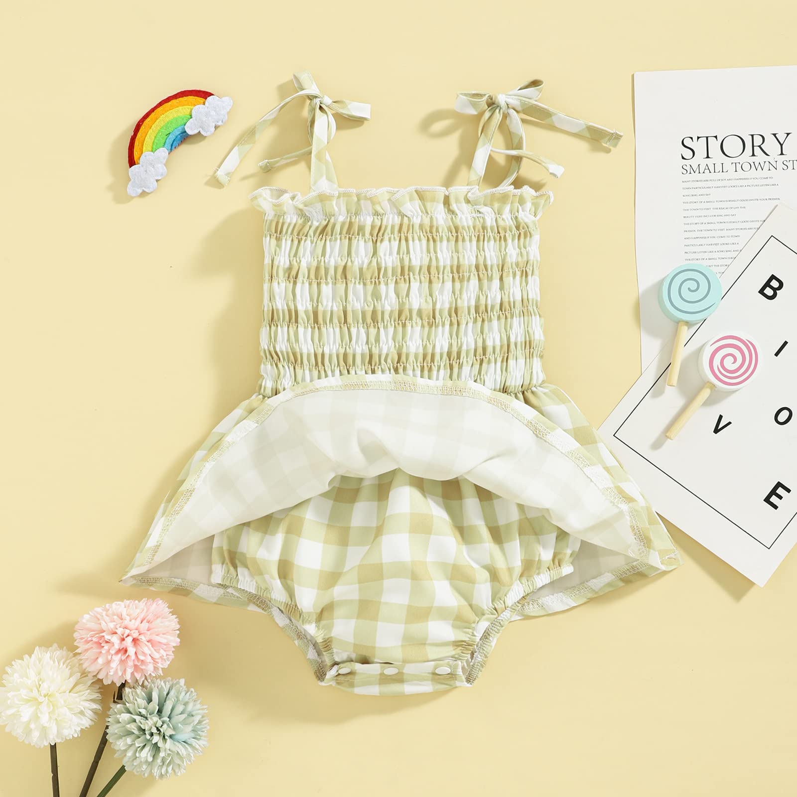 Newborn Baby Girl Romper - Sleeveless Halter Bodysuit Jumpsuit with Ruffle Tutu Skirt | Soft Cotton Onesie Dress for Summer | Perfect for Photoshoots, Parties & Playtime