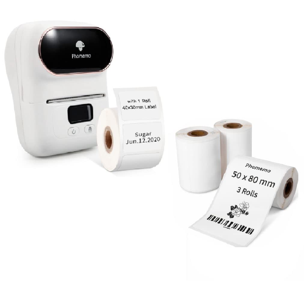Phomemo M110 Bluetooth Thermal Label Printer with 3 Rolls (1.97