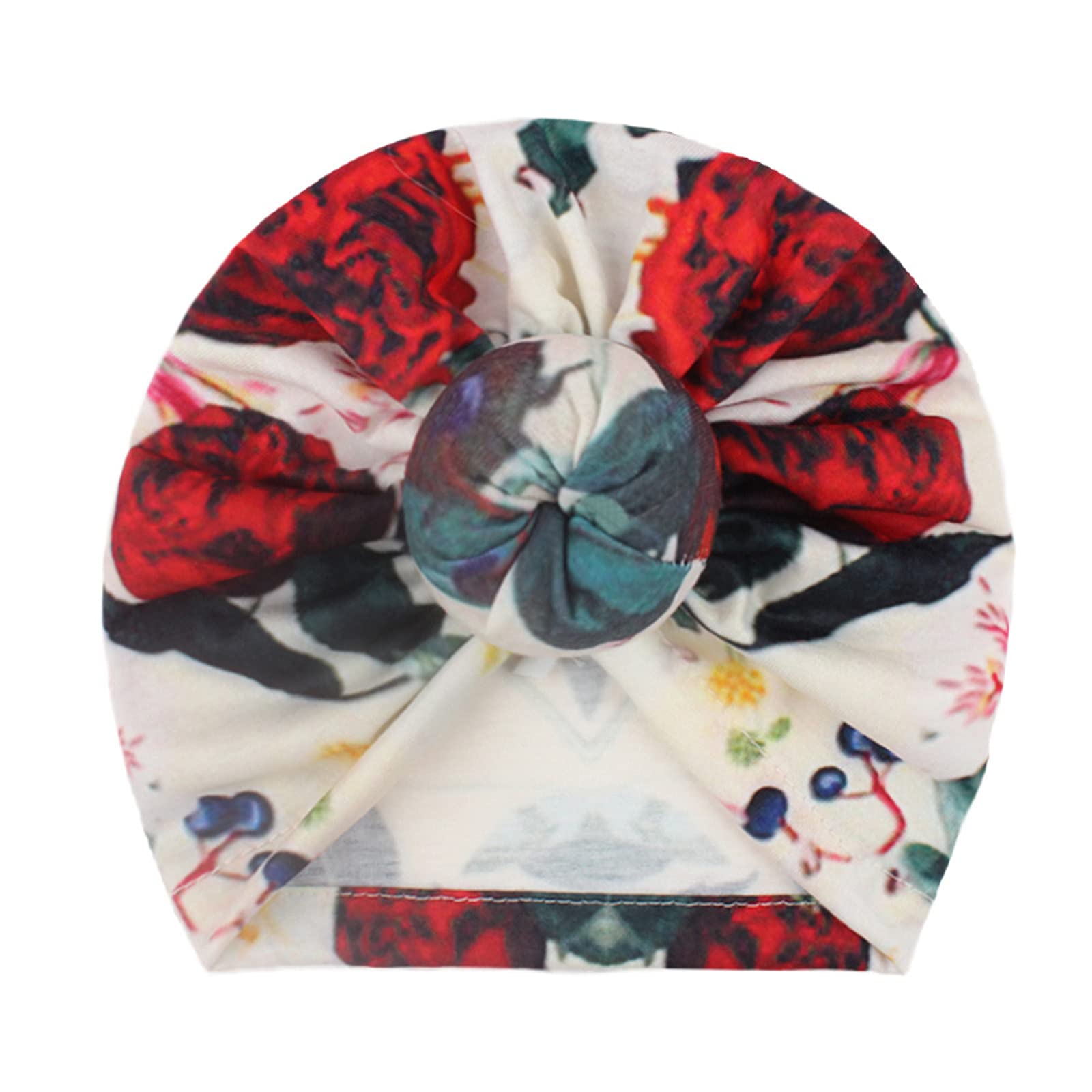 FIN86 1PC Newborn Baby Winter Hat - Floral Print Warm Hooded Cap for Infants, Soft Polyester, Perfect for Cold Weather & Outdoor Activities