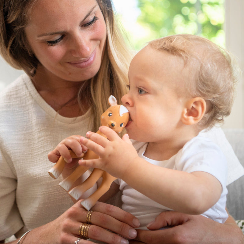 Sophie La Girafe Fanfan The Fawn Teether - Natural Rubber Baby Teething Toy for Soothing Sore Gums, BPA Free - Perfect for Newborns & Infants During Teething Phase, Travel & Playtime
