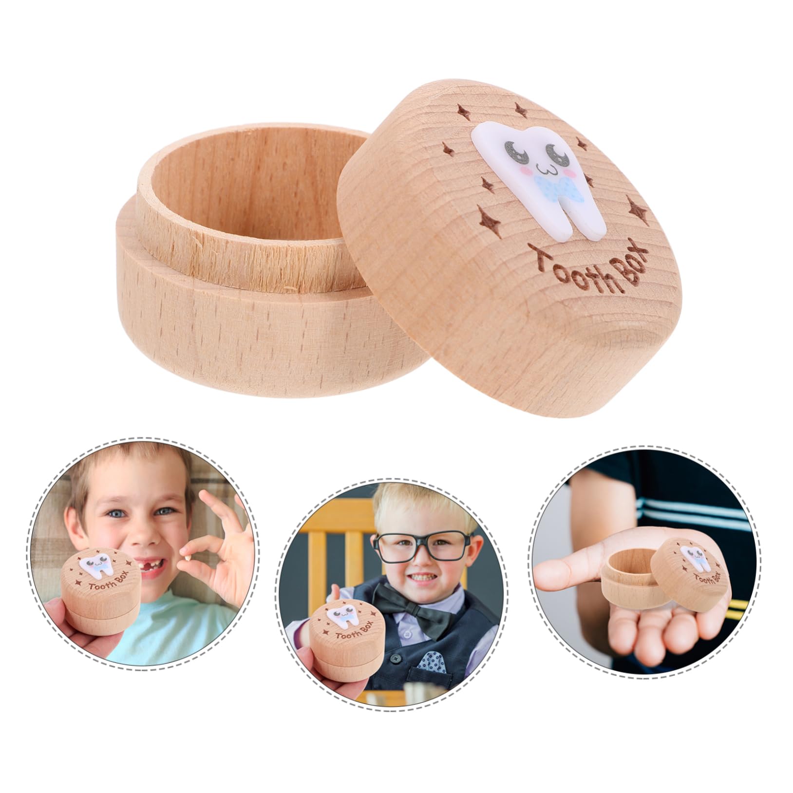 IWOWHERO Unique Wooden Baby Tooth Box - Keepsake Organizer for Boys & Girls to Preserve Childhood Memories | Perfect for First Tooth, Milestone Gifts & Nursery Decor