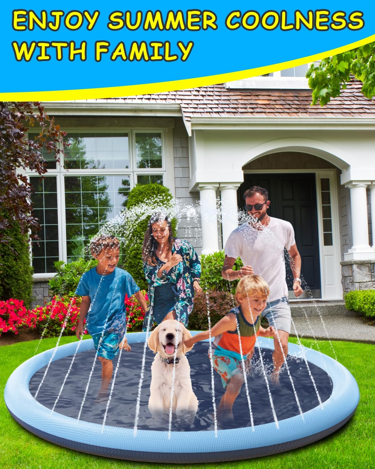 **67in Extra Large Anti-Slip Splash Pad for Kids & Dogs – Thickened Outdoor Water Sprinkler Play Mat – Summer Water Toys for Toddlers, Backyard Fun, Pool Alternative – Perfect for Gardens, Parks & Playdates**