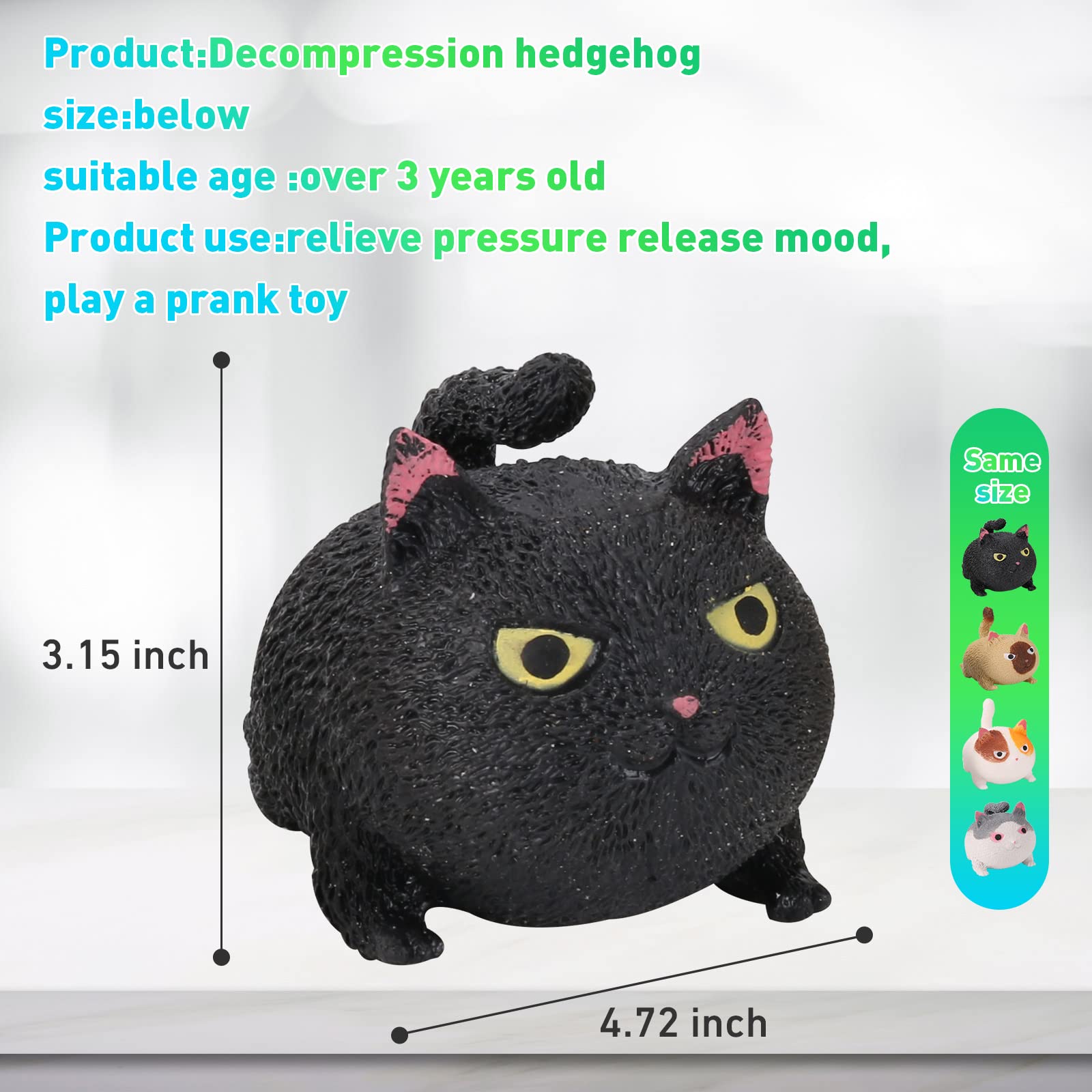 Cute Cat-Shaped Squishy Stress Ball - Fun Fidget Toy for Kids & Adults - Perfect for Christmas Gifts, Party Favors, and Anxiety Relief - Gray Soft Sensory Squishies for Office, School, and Home Use