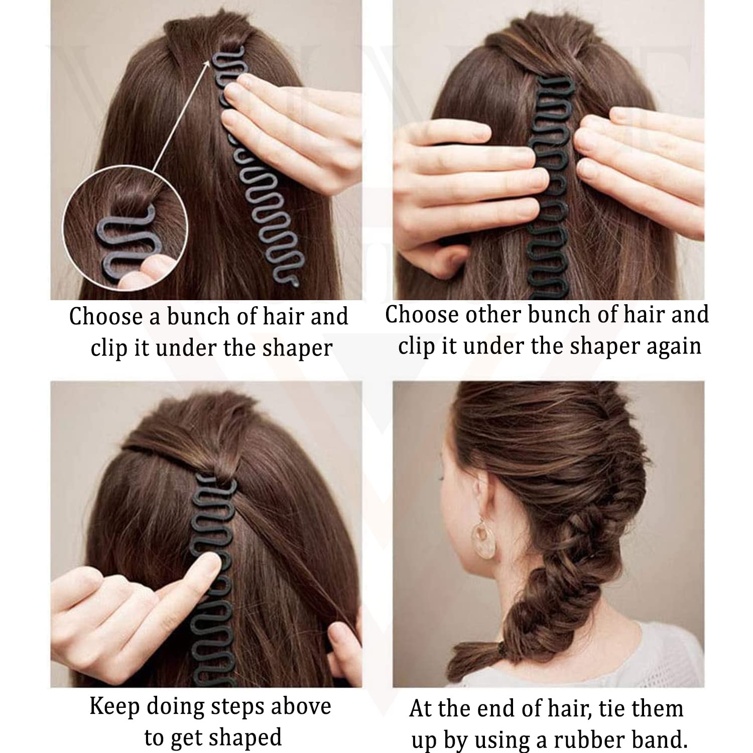 Velvet London 2-Piece Hair Bun Maker Set - French Twist Hair Styling Tools with Braiding Stick & Styling Clips for Women & Girls (Black) - Perfect for Updos, Weddings & Everyday Hairstyles