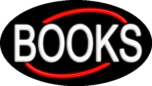 Vintage Books Neon Sign - Handcrafted Glass LED Light for Home & Office Decor - Made in USA - Perfect for Reading Nooks, Libraries & Bookstore Displays