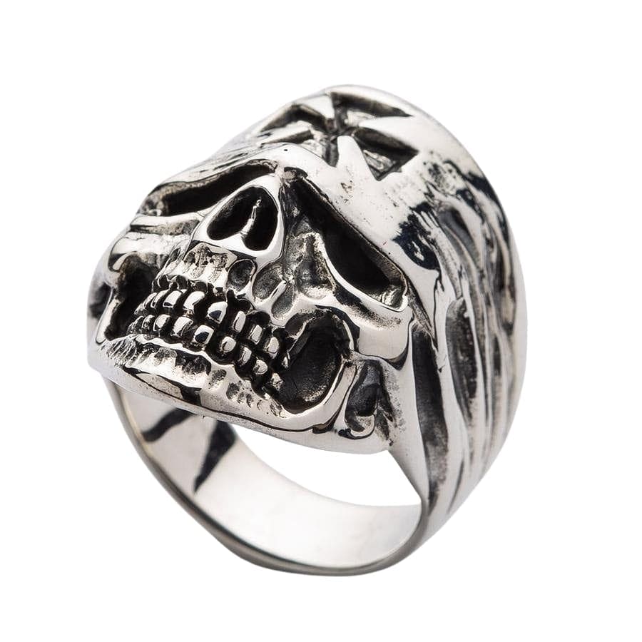 Sterling Silver Skull Ring for Men - Gothic Biker Bandana Style Jewelry - Perfect for Motorcycle Riders, Rock Music Fans & Edgy Fashion Lovers