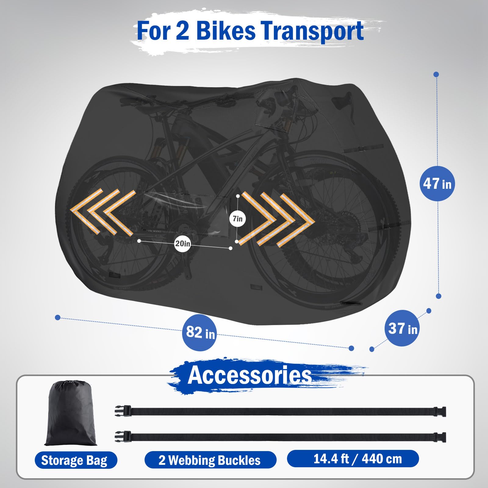 Heavy Duty 840D 2-Bike Hitch Rack Cover - Waterproof Bicycle Transport Cover for Rear Bike Rack - Perfect for Road Trips, Camping & Outdoor Adventures