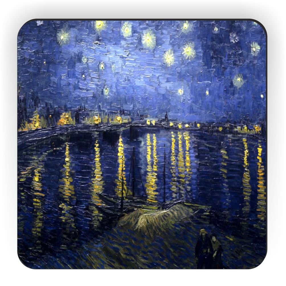 Van Gogh Starry Night Square Fridge Magnet - Decorative Art Magnet for Refrigerator, Office & Home Decor - Perfect for Kitchen, Dorm Room & Gift Giving
