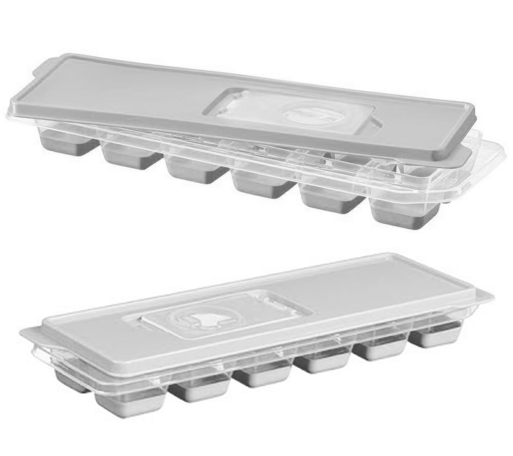 4-Pack Silicone Ice Cube Trays with Lids - Flexible, Easy Push Out Ice Maker Mold (48 Cubes) - Perfect for Cocktails, Smoothies & Party Drinks