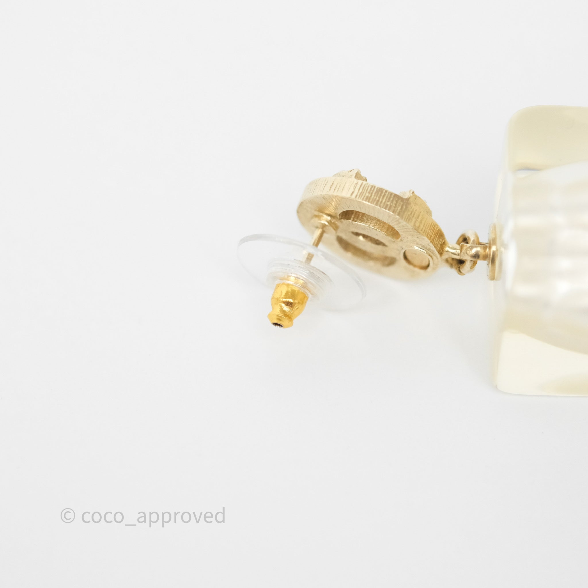 Chanel CC Crystals Pearl Resin Cube Drop Earrings 19K Gold - Luxury Fashion Jewelry for Women, Elegant Party & Wedding Accessories