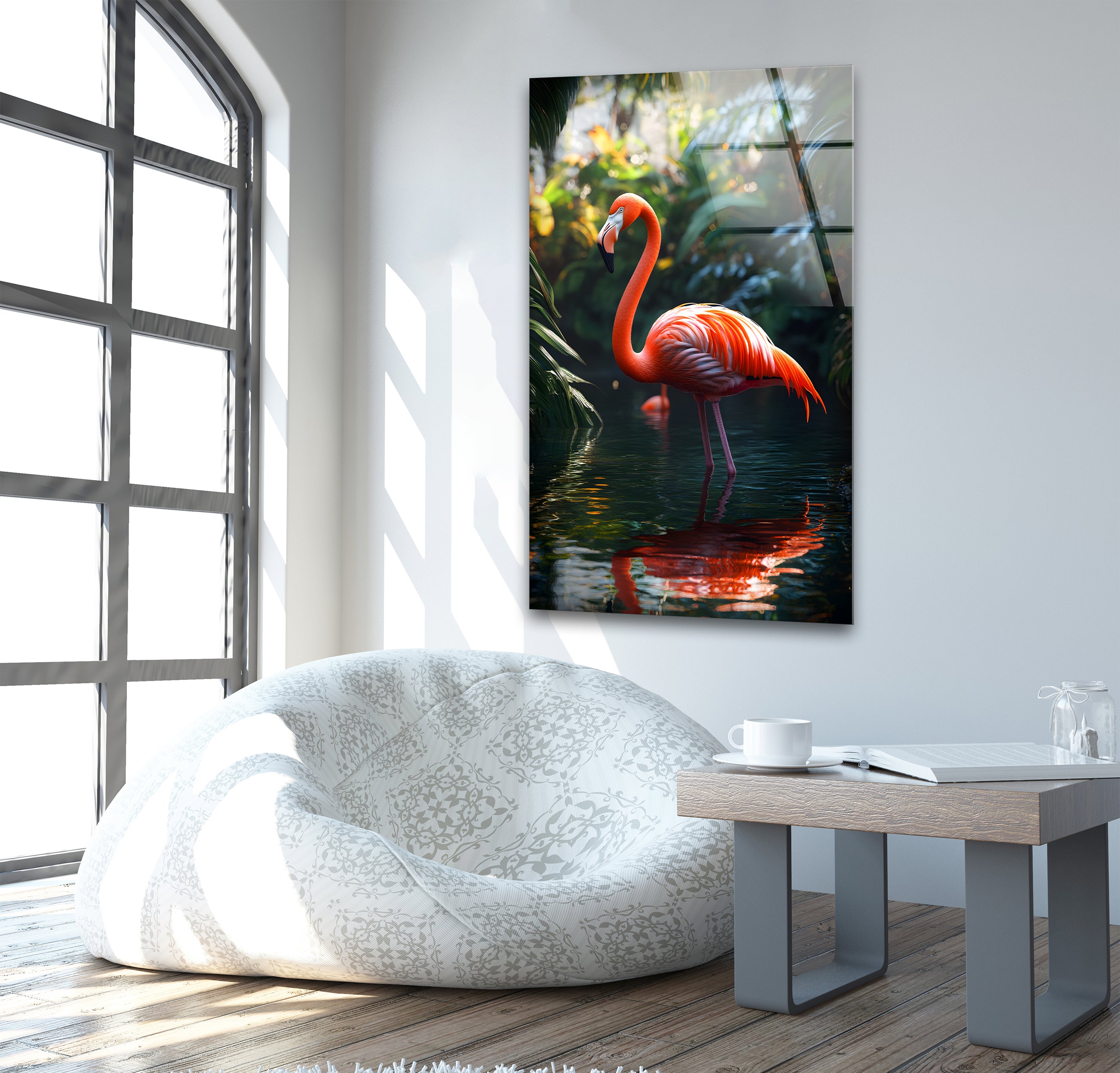Stunning Flamingo Glass Wall Art Decor - Handmade Tropical Flamingo Decor for Living Room, Bedroom & Office - Perfect for Beach House & Coastal Home Decor