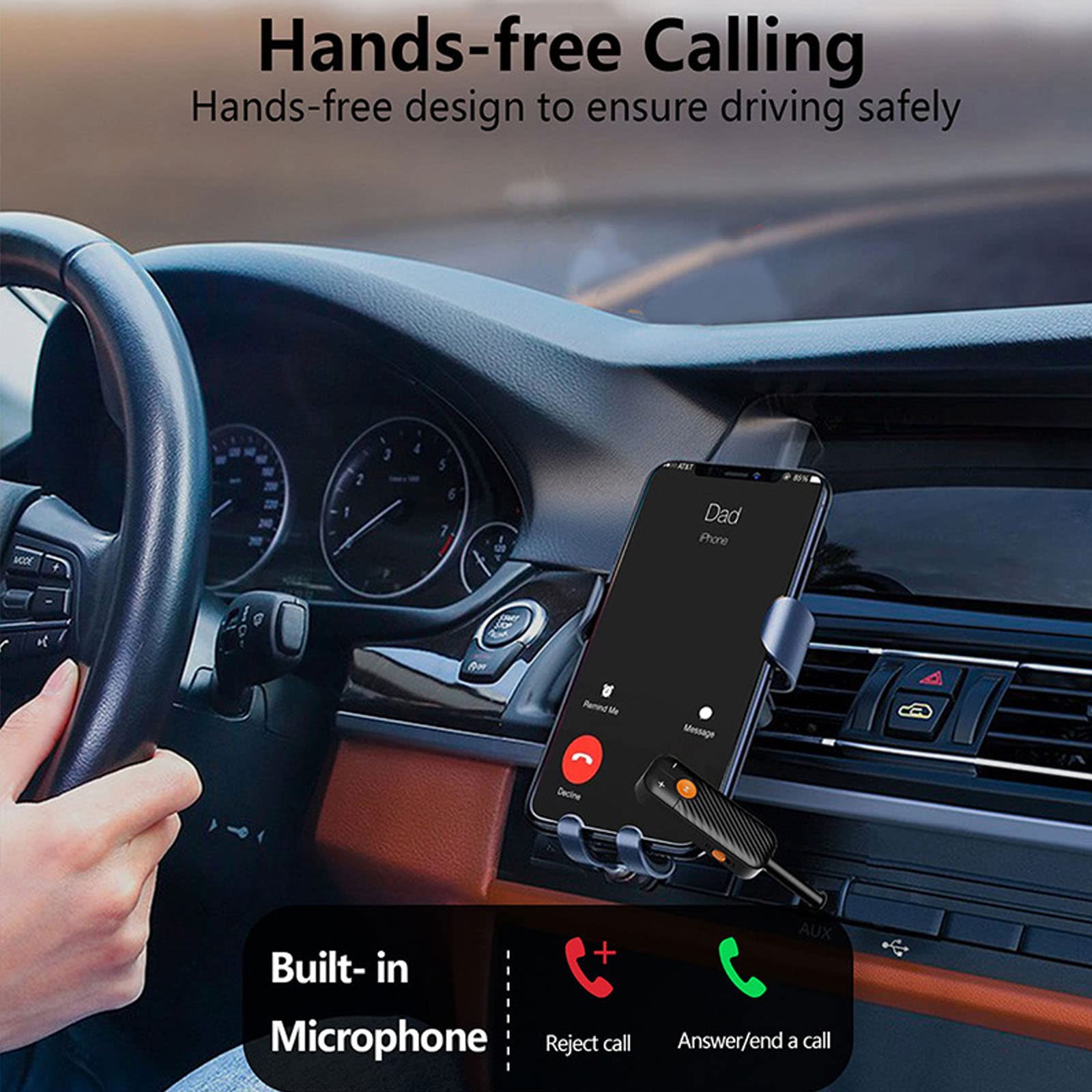 Bluetooth 5.2 Transmitter & Receiver 2-in-1 Wireless Audio Adapter with 3.5mm Aux - Compatible with TV, Car, Home Stereo & Headphones | Perfect for Hands-Free Calling, Music Streaming & Wireless Audio Conversion