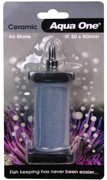 Aqua One Air Stone Ceramic 8 x 3cm - Premium Aquarium Air Diffuser for Fish Tank Oxygenation - Ideal for Freshwater & Saltwater Tanks, Hydroponics, and Pond Aeration