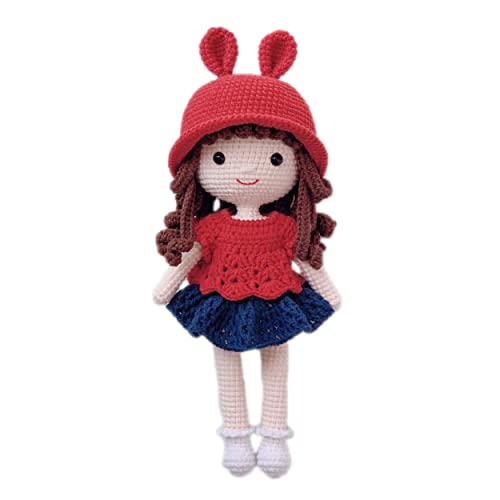 Handmade Crochet Stuffed Doll - 8'' Red Amigurumi Knitted Toy for Babies & Toddlers | Perfect Gift for Birthdays, Nursery Decor & Early Childhood Education