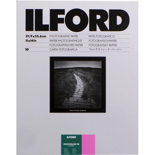 Ilford Multigrade FB Classic Glossy Photo Paper - 11x14 Inches, 10 Sheets Pack - Premium Black & White Darkroom Printing for Fine Art Photography and Professional Portraits