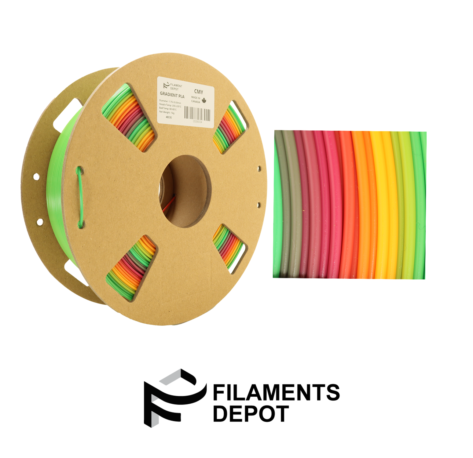 Gradient PLA Filament 1.75mm 1kg - Tricolor 3D Printing Material for Cosplay, Home Decor & DIY Projects | Filaments Depot