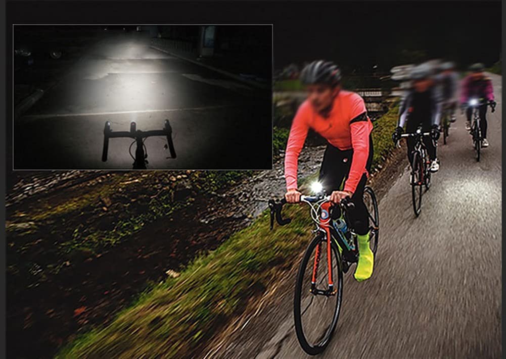 USB Rechargeable LED Bike Light Set - Waterproof Bicycle Headlight & Free Rear Tail Light for Road Cycling Safety | Easy Install for Men, Women & Kids | Perfect for Night Commuting & Urban Cycling (Black)