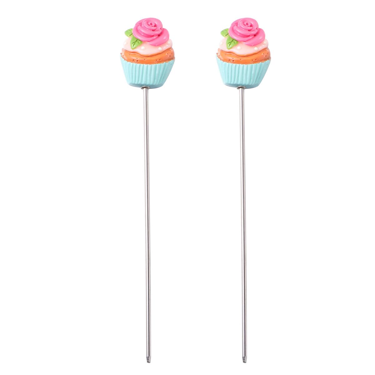 Hemoton 2-Pack Stainless Steel Cake Testers - Reusable Baking Needles for Cakes, Bread & Muffins | Perfect for Home Bakers & DIY Baking Enthusiasts (Green Leaf Rose Design)