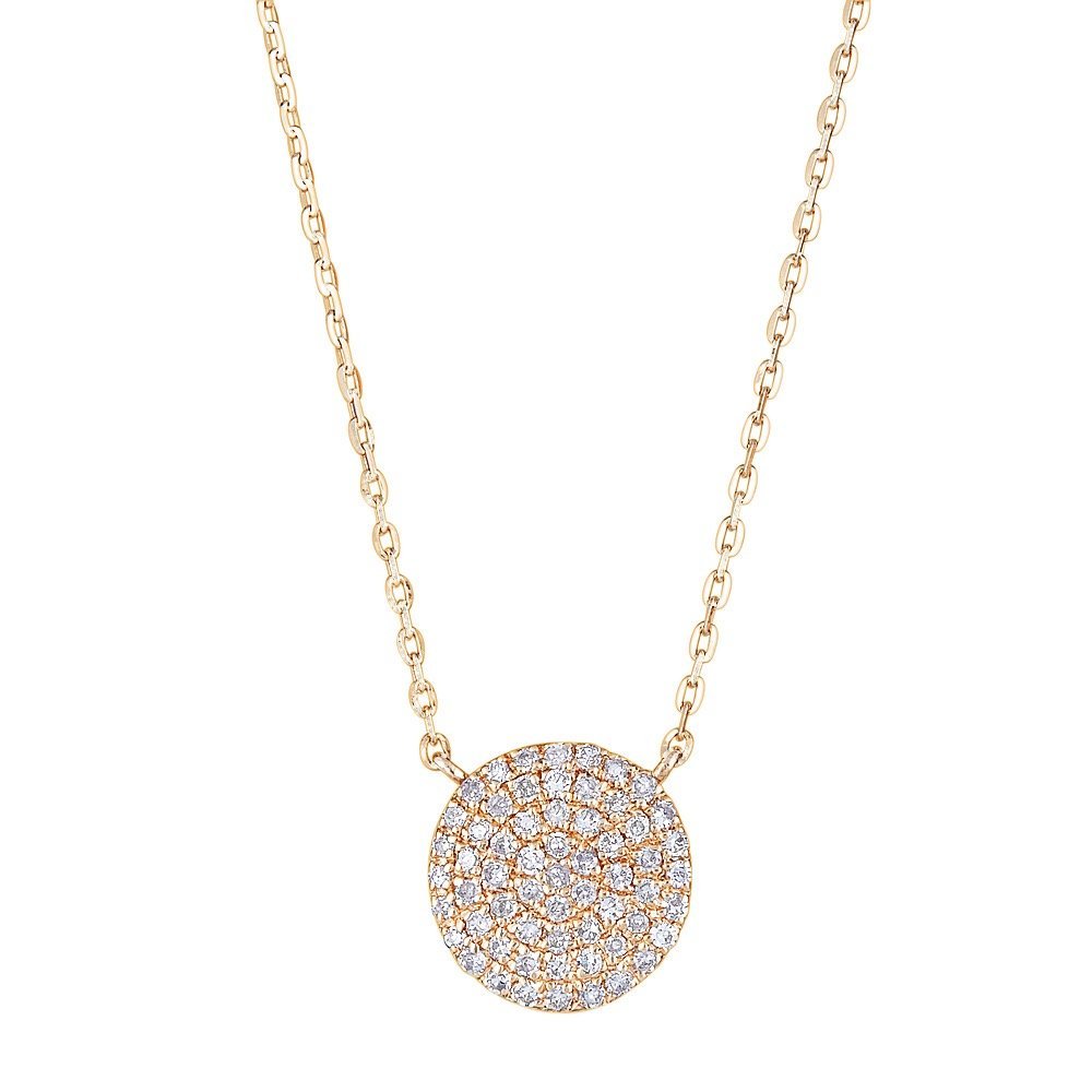 14KT Yellow Gold 1/5 CTW Diamond Pave Circle Necklace for Women - Elegant Dainty Gold Circle Pendant Necklace - Perfect for Anniversary, Birthday, Valentine's Day Gifts