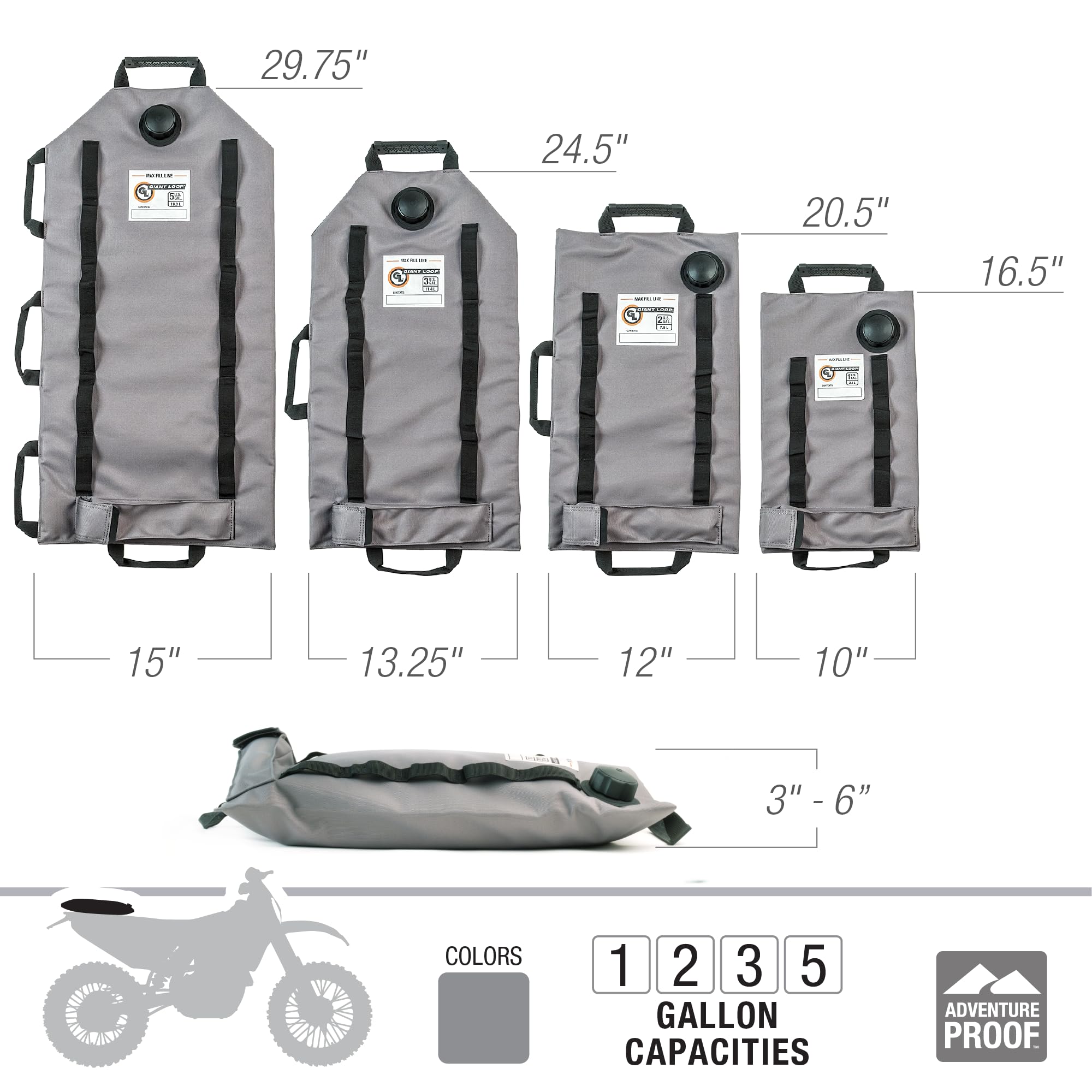 Giant Loop Armadillo Bag - 2-Gallon Utility Bladder for Safe Transport & Storage of Powersports & Automotive Fluids - Perfect for Motorcycles, UTVs & ATVs - Ideal for Off-Road Adventures, Camping & Emergency Preparedness