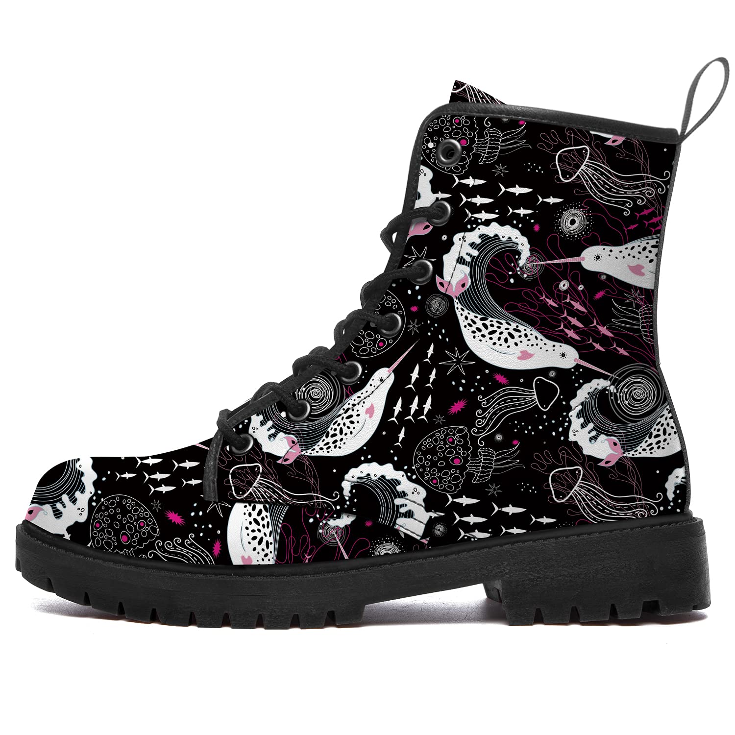 **Whale Boots for Women & Men - Combat Work Boots with Anti-Slip Sole, Low Heel Ankle Booties - Perfect for Outdoor, Hiking & Casual Wear**