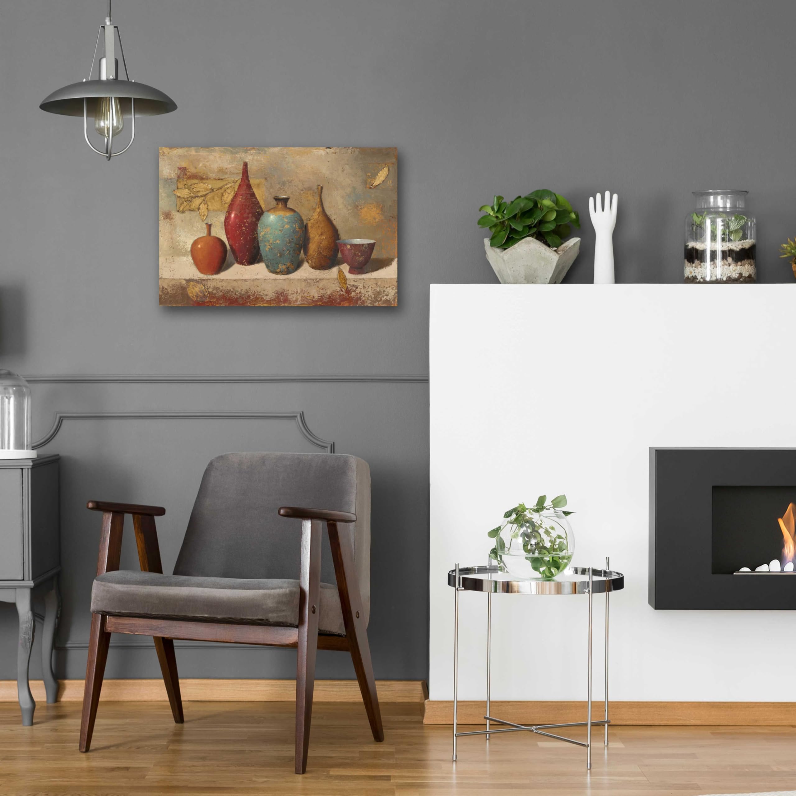 Epic 'Leaves and Vessels' Acrylic Glass Wall Art by James Wiens - 24x16 Inches Modern Abstract Painting for Living Room, Bedroom & Office Decor