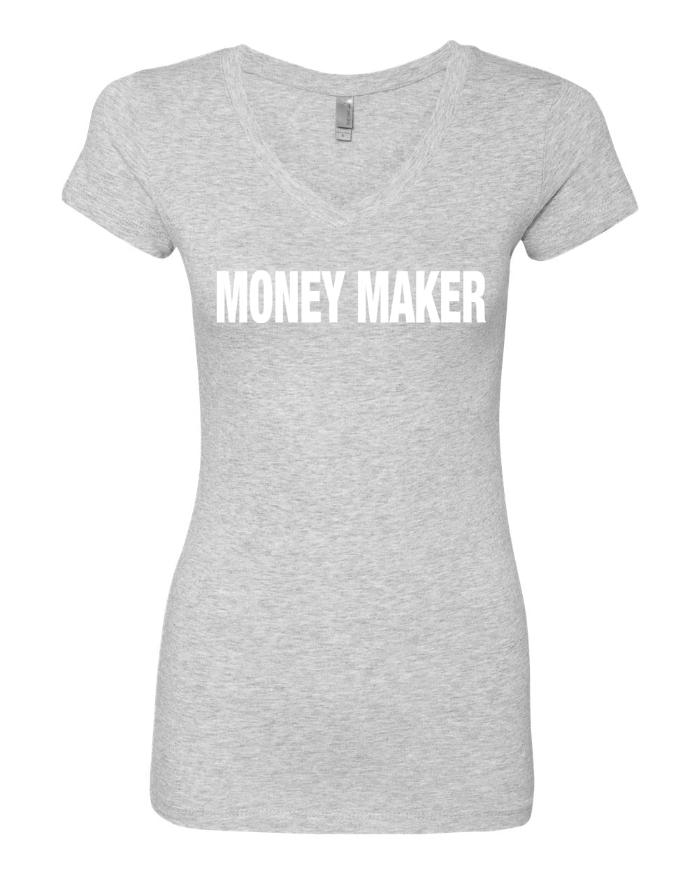 Wild Bobby Money Maker Dollar Cents Humor Women's Junior Fit V-Neck T-Shirt - Funny Work Life Support Tee for Casual Wear & Office Outfits