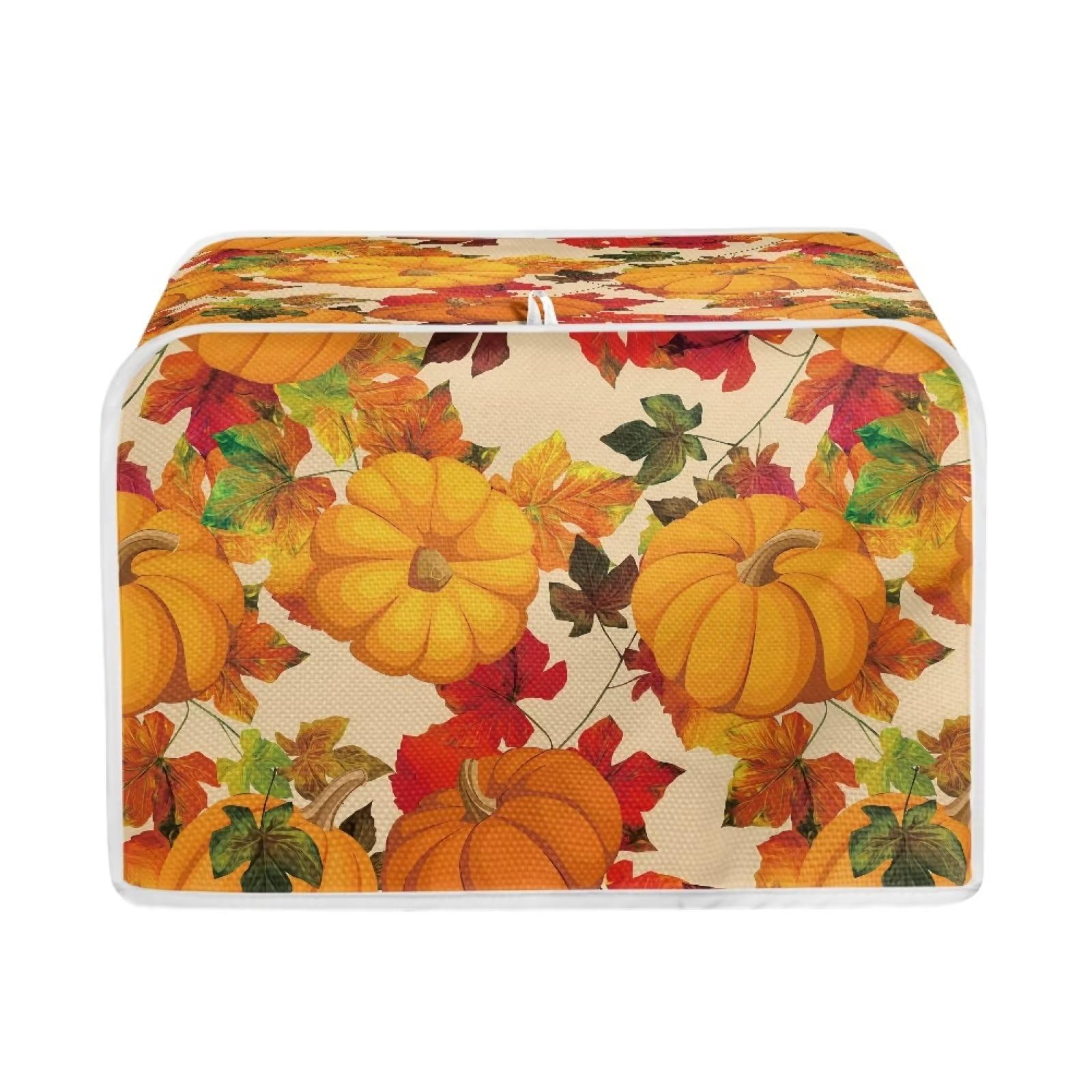 Dreaweet 2 Slice Toaster Cover - Autumn Pumpkin Maple Leaf Print Dust Protector for Kitchen Small Appliances | Fall Decor for Toaster Ovens & Bread Makers | Perfect for Thanksgiving, Halloween & Cozy Home Decor