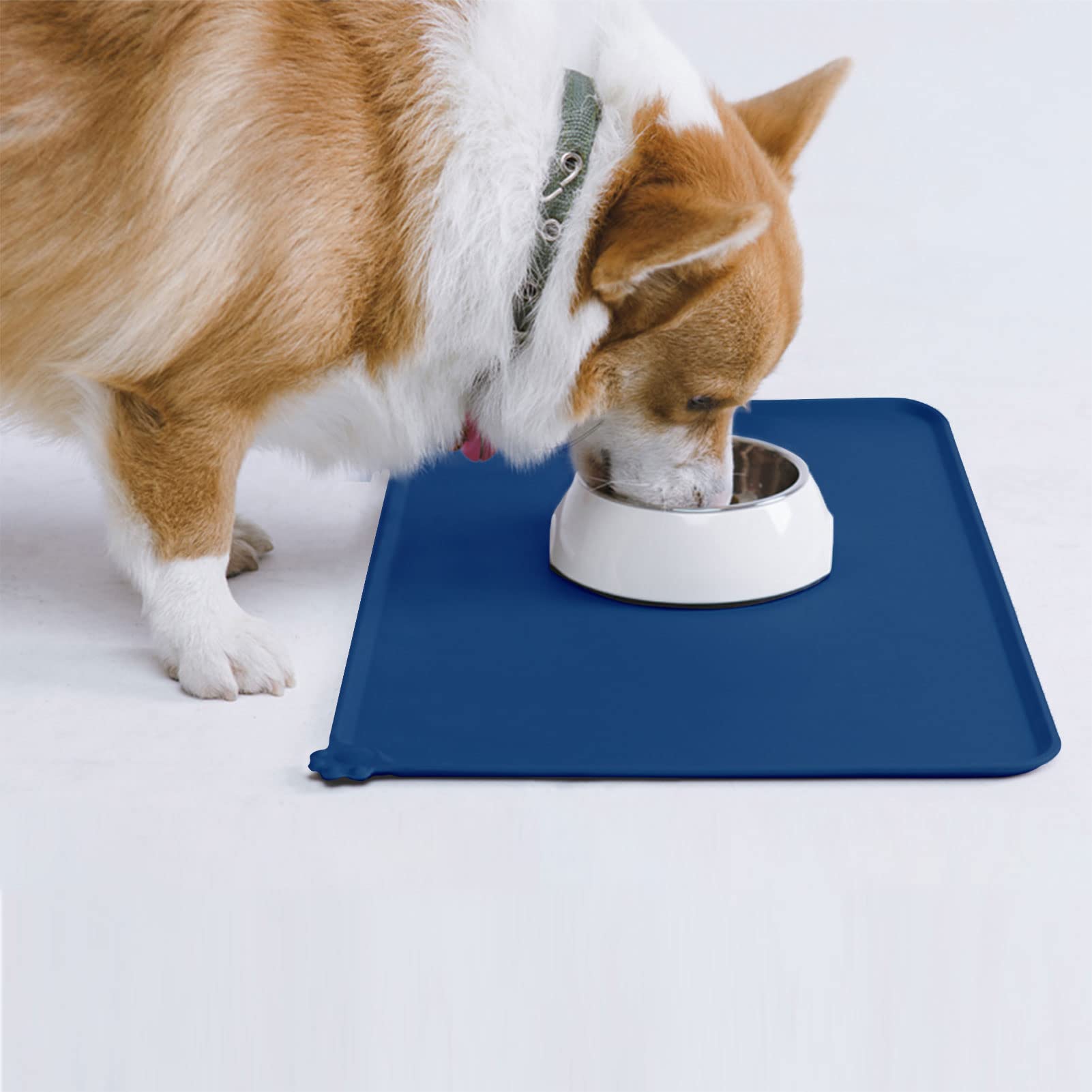 **AUDWUD Non-Slip Silicone Pet Feeding Mat - Waterproof Dog Bowl Pad for Food & Water - Perfect for Messy Eaters & Spill Prevention in Kitchen or Outdoor Use**