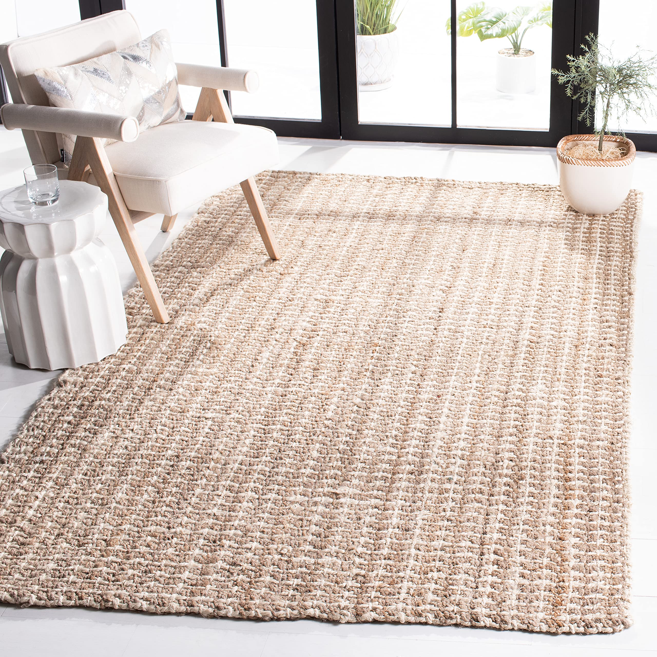 SAFAVIEH Handmade Boho Jute Area Rug 5' x 8' - Natural Fiber Farmhouse Woven Rug for Living Room, Bedroom & High Traffic Areas | Eco-Friendly Home Decor, Durable Floor Mat for Cozy Interior Design (NF188A)