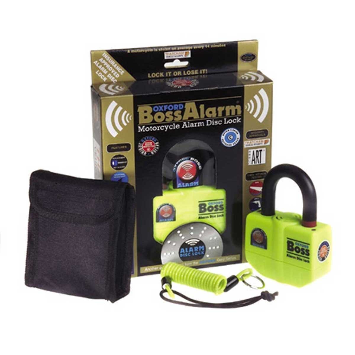 Oxford OF3 Boss Alarm Disc Lock - 100dB Loud Security Alarm for Bikes, Motorcycles & Gates | Anti-Theft Protection for Outdoor Use