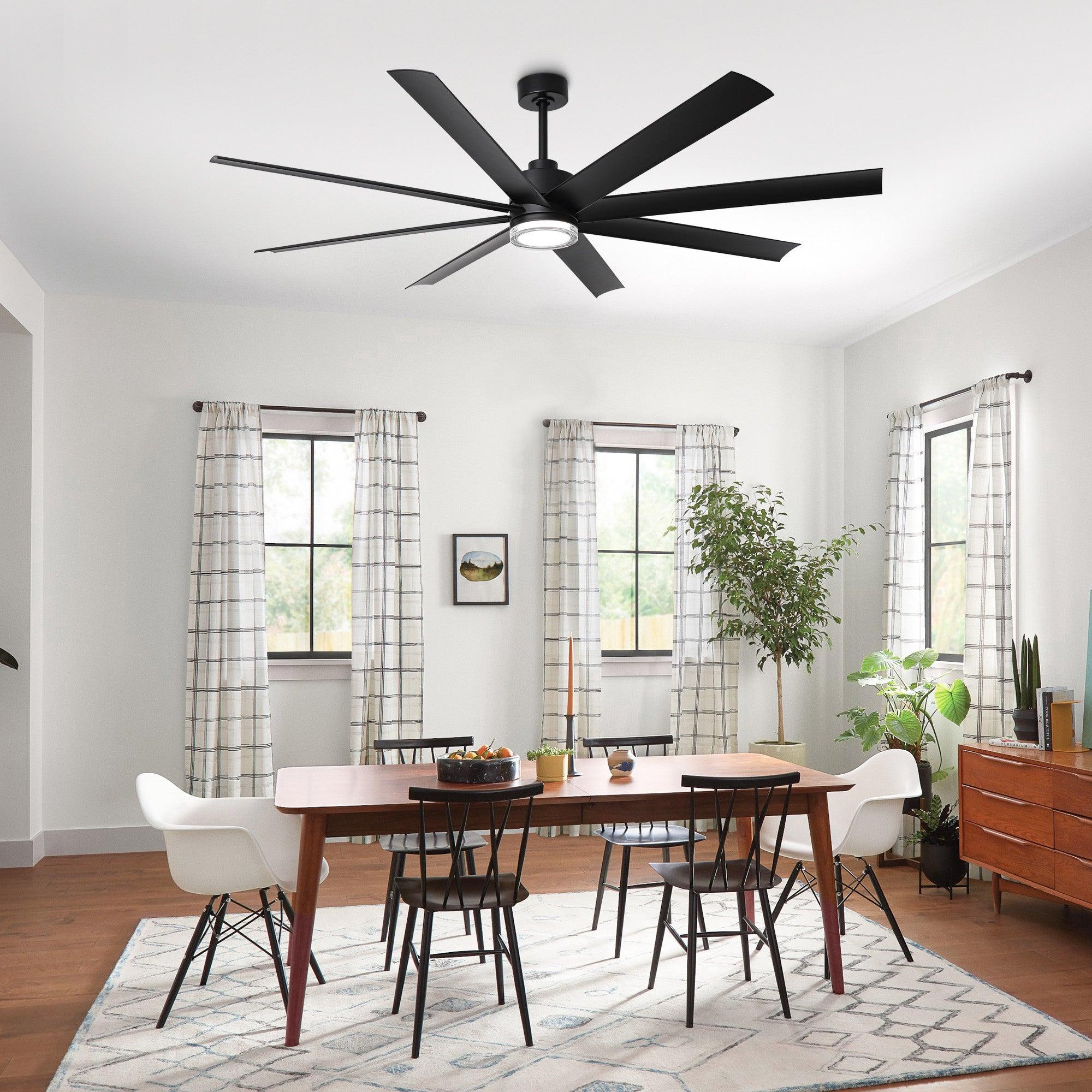 72 Inch Modern Smart Ceiling Fan with LED Light and Downrod Mount - Perfect for Living Room, Bedroom, and Office Cooling & Lighting