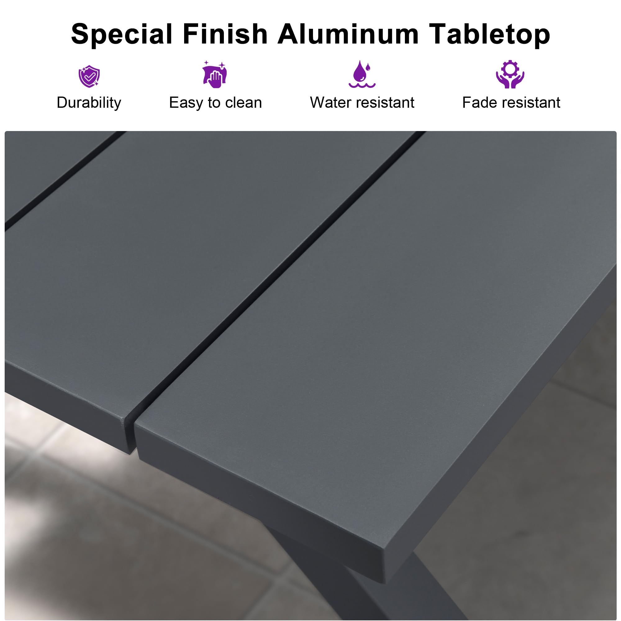 PURPLE LEAF 9-Piece All-Weather Wicker Patio Dining Set with Square Table, Aluminum Frame & Cushions - Grey Outdoor Furniture for Garden, Backyard, Deck (Perfect for Outdoor Entertaining & Relaxation)