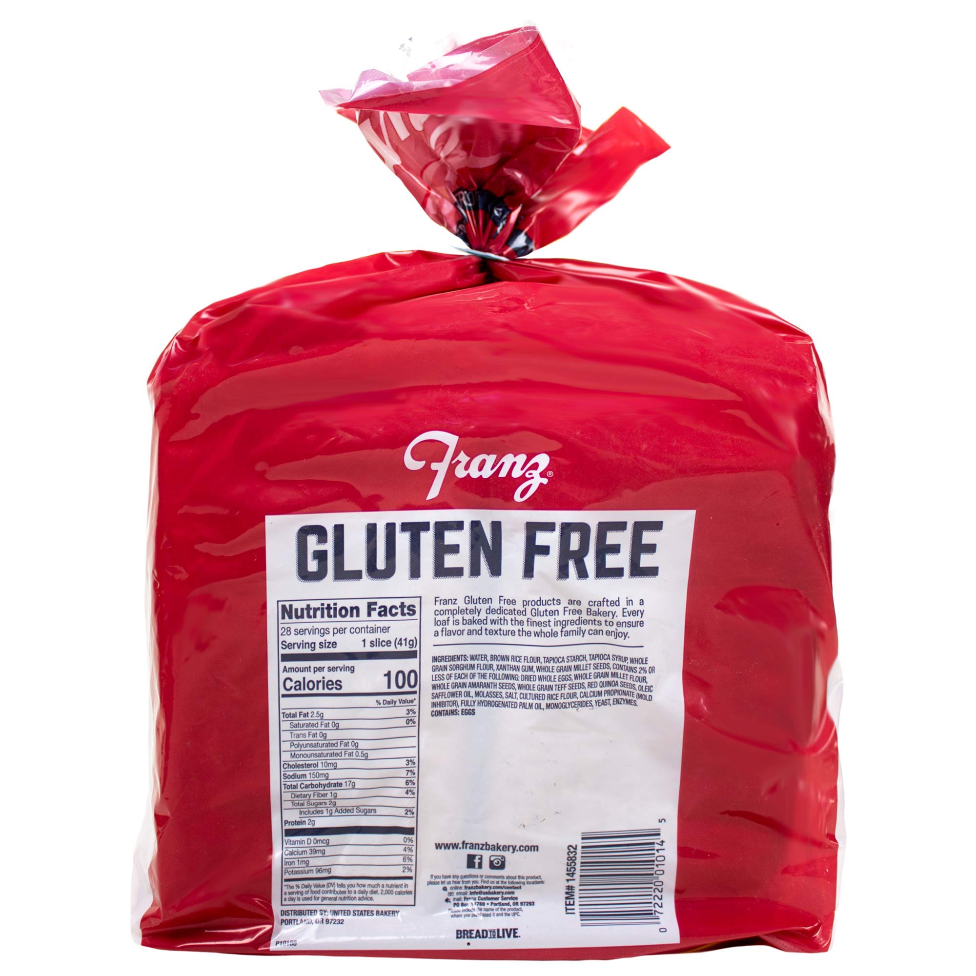 Franz Bakery Gluten Free Seven Grain Bread - 2 Pack (2 x 1lb 4oz) | Healthy Whole Grain Sandwich Bread for Breakfast, Lunch & Snacks | Vegan & Allergy-Friendly Option