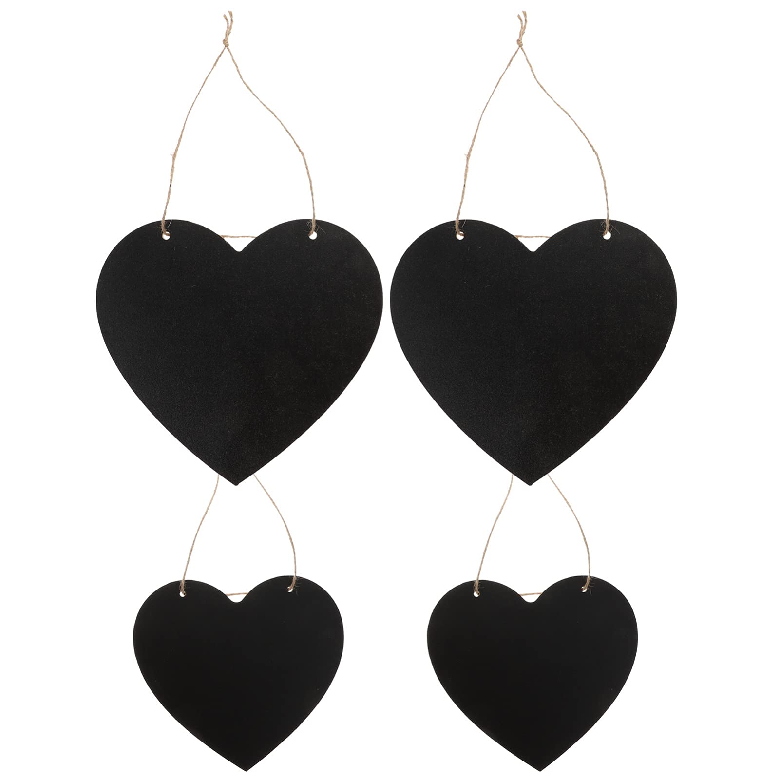 4pcs Heart Shaped Chalkboard Signs with Hanging String - Mini Wooden Blackboard Labels for Wedding, Party, DIY Crafts & Home Decor - Perfect for Table Numbers, Place Cards & Sweetheart Table Decorations