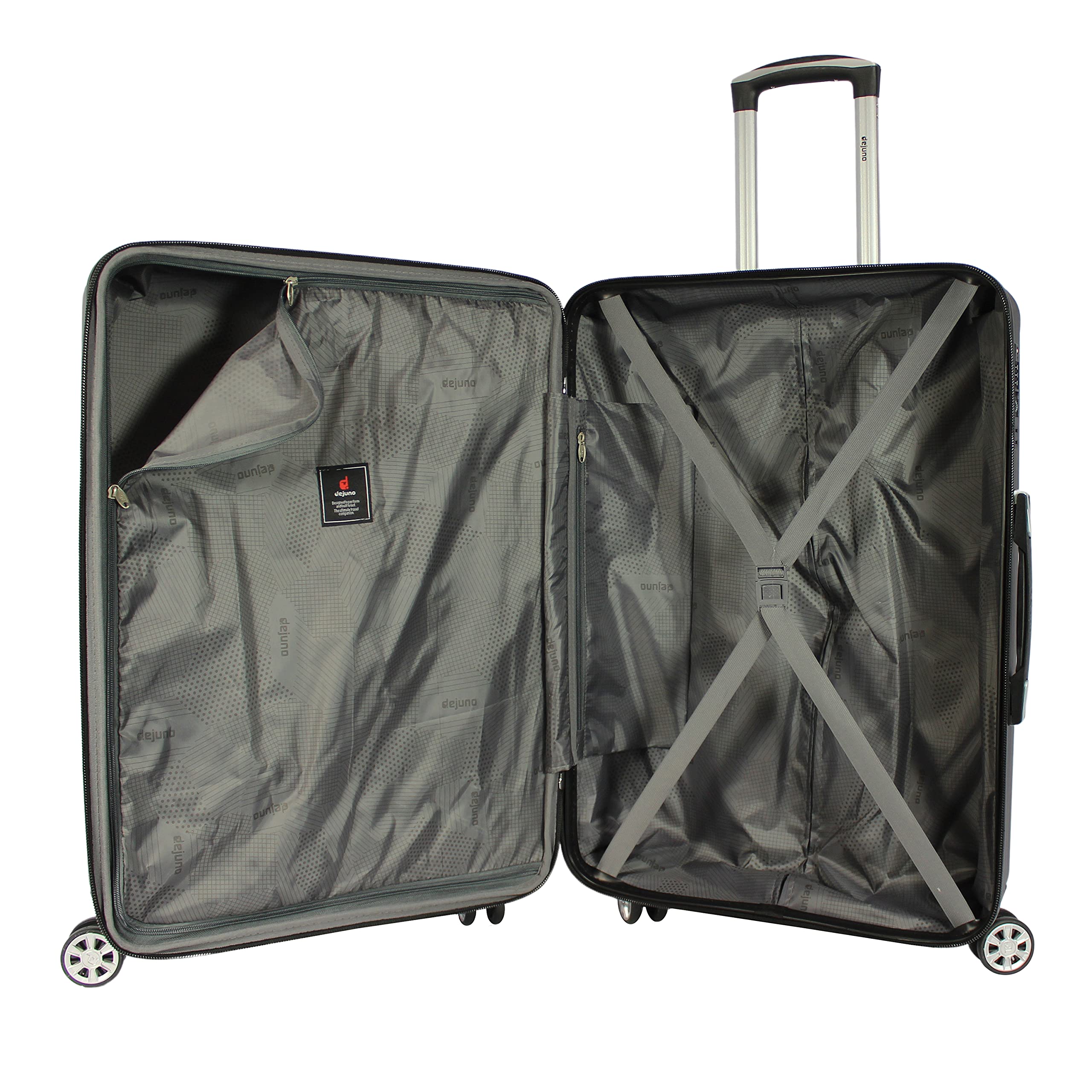 Dejuno Tutin Hardside Spinner Luggage Set with TSA Lock - 3-Piece Black Suitcase for Travel, Carry-On & Checked Bags - Perfect for Business Trips, Vacations & International Flights