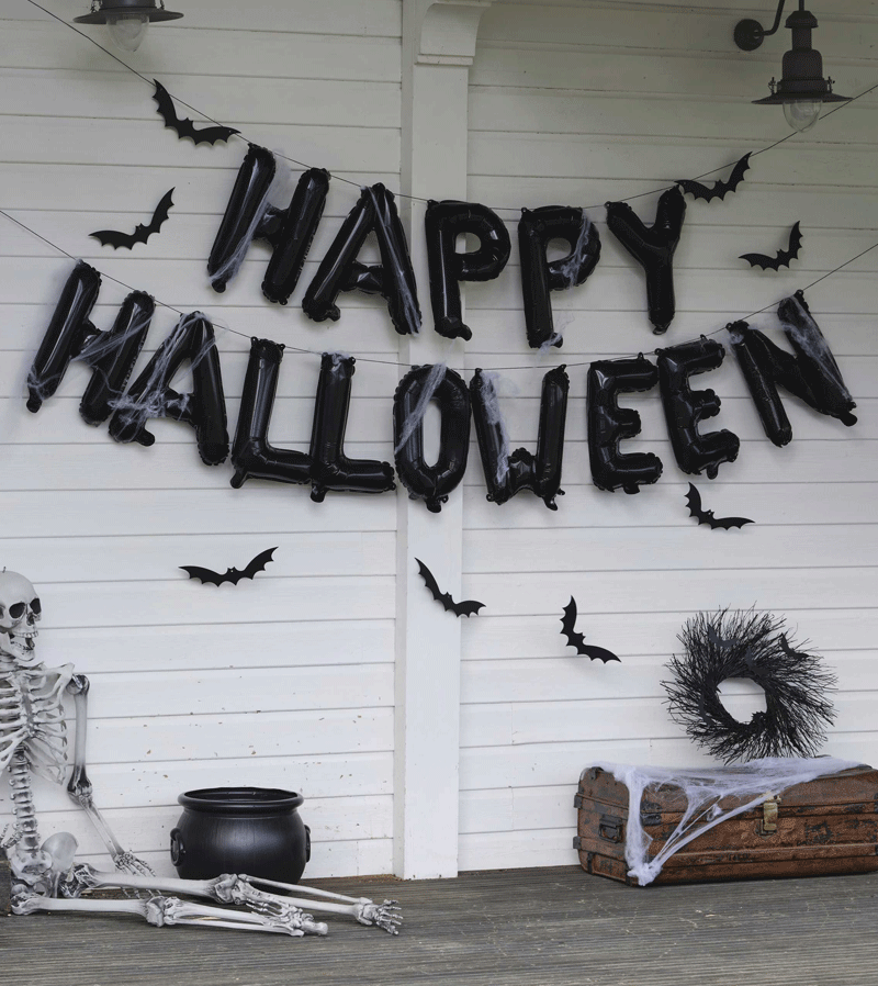Spooky Halloween Balloon Bunting Decorations - Hanging Bats & Cobwebs Party Supplies | Perfect for Halloween Party Decor, Home & Outdoor Decorations by Ginger Ray