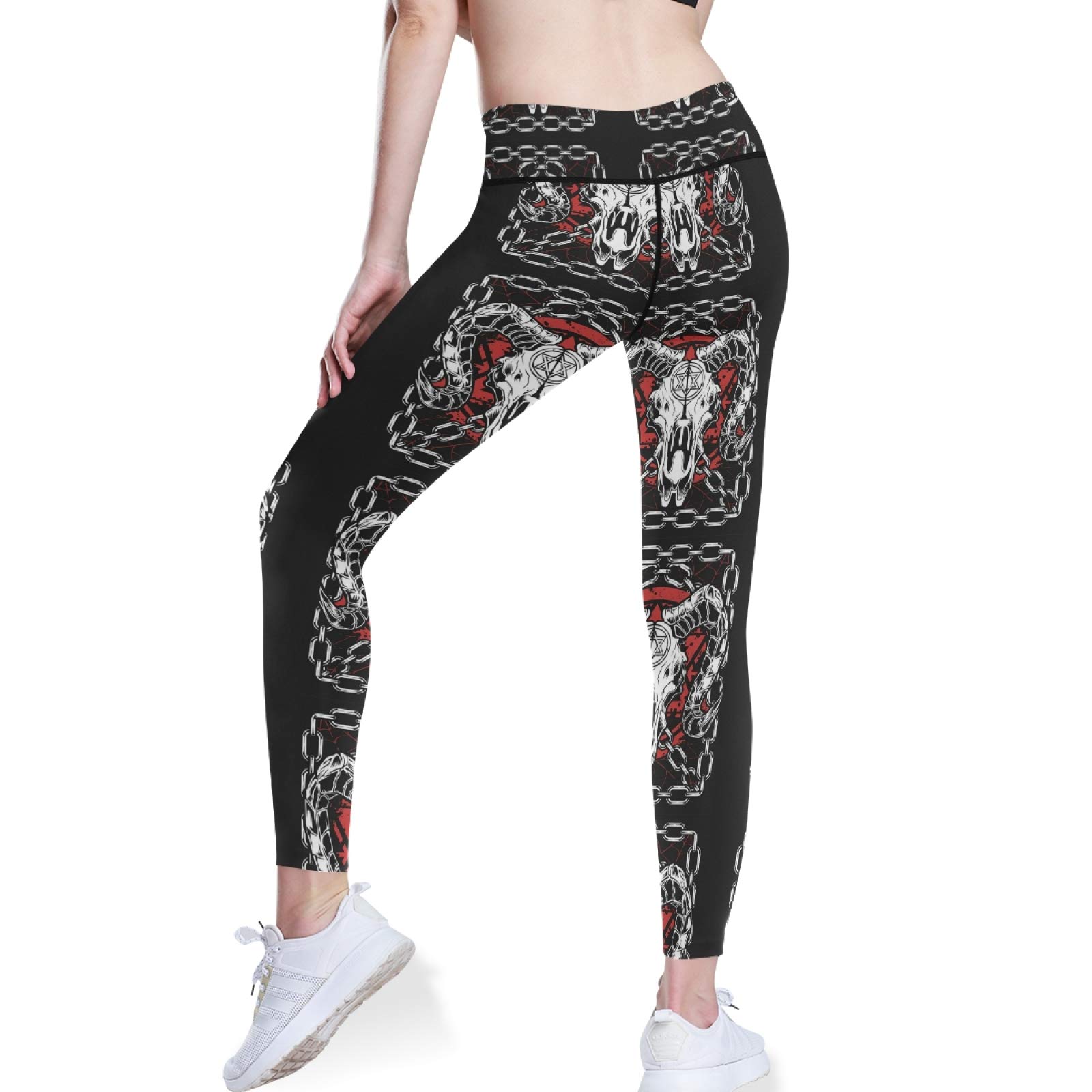 Devil Bull Skull Yoga Pants - High Waist Tummy Control Leggings for Women, Workout & Running