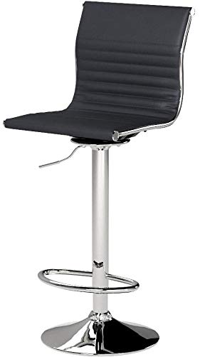AmeriHome Black Adjustable Height Bar Stools with Padded Vinyl Seat - Set of 2, Counter Height Swivel Stools for Kitchen Island, Breakfast Bar, Home Pub & Game Room