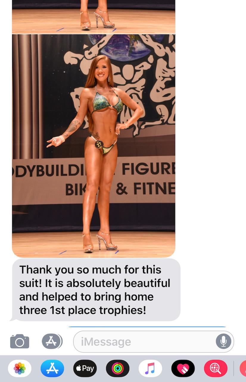 Hunter Green Crush Bikini Competition Suit - High-Quality Women's Fitness Swimwear for Bodybuilding & Pageant Shows