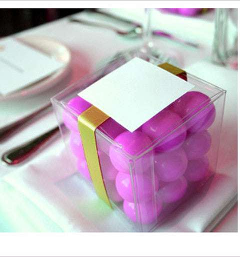 100 Pack 6cm Clear PVC Plastic Folding Jewelry Gift Boxes - Small Rectangle & Square Wedding Party Favor Boxes for Candy, Chocolate, Soap, Jewelry Storage & Display