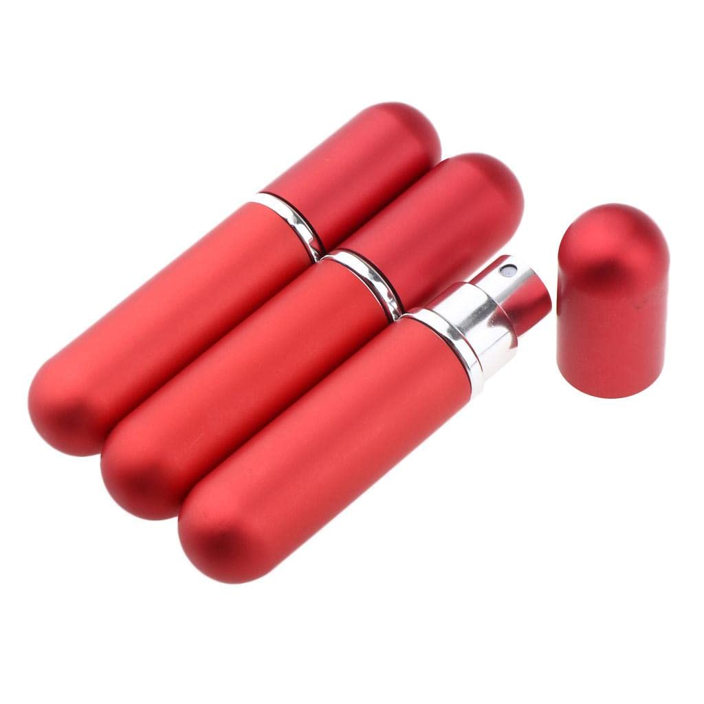 3x 5ml Empty Glass Spray Bottles with Fine Mist Pump - Matte Red Perfume Atomizer for Essential Oils, Fragrances & DIY Skincare | Travel Size, Purse Friendly, Home & Salon Use