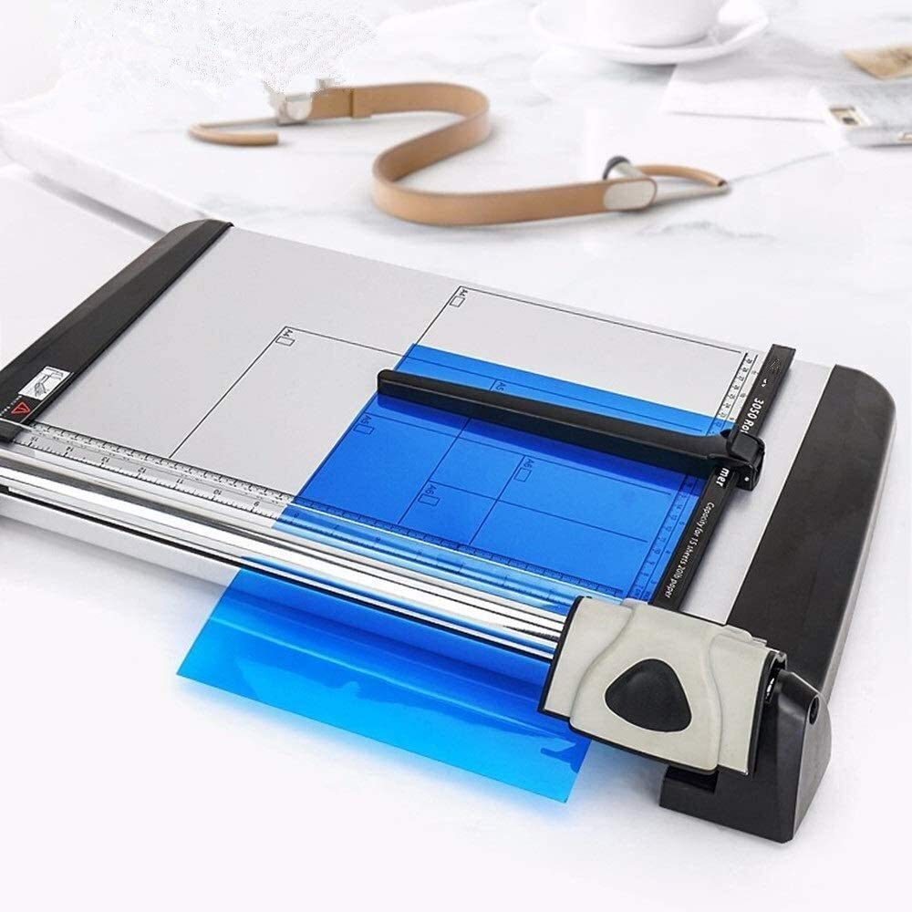 Premium KDLK Paper Cutter & Trimmer - Safety Carbon Steel Rolling Blade for Office, Crafting & Scrapbooking - Easily Cuts 15 A4 Sheets - Ideal for Office Supplies, School Projects & Home DIY